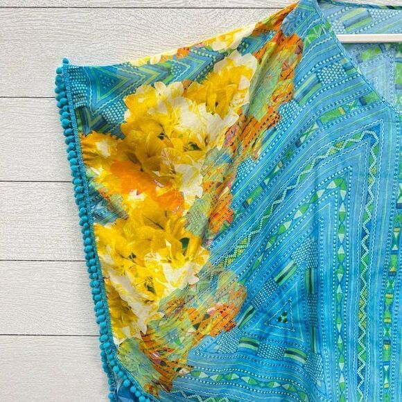 NWT Silk Athena Procopiou IntermixâKaftan Silk Blend Floral Pom PomsâOS - Picture 5 of 12